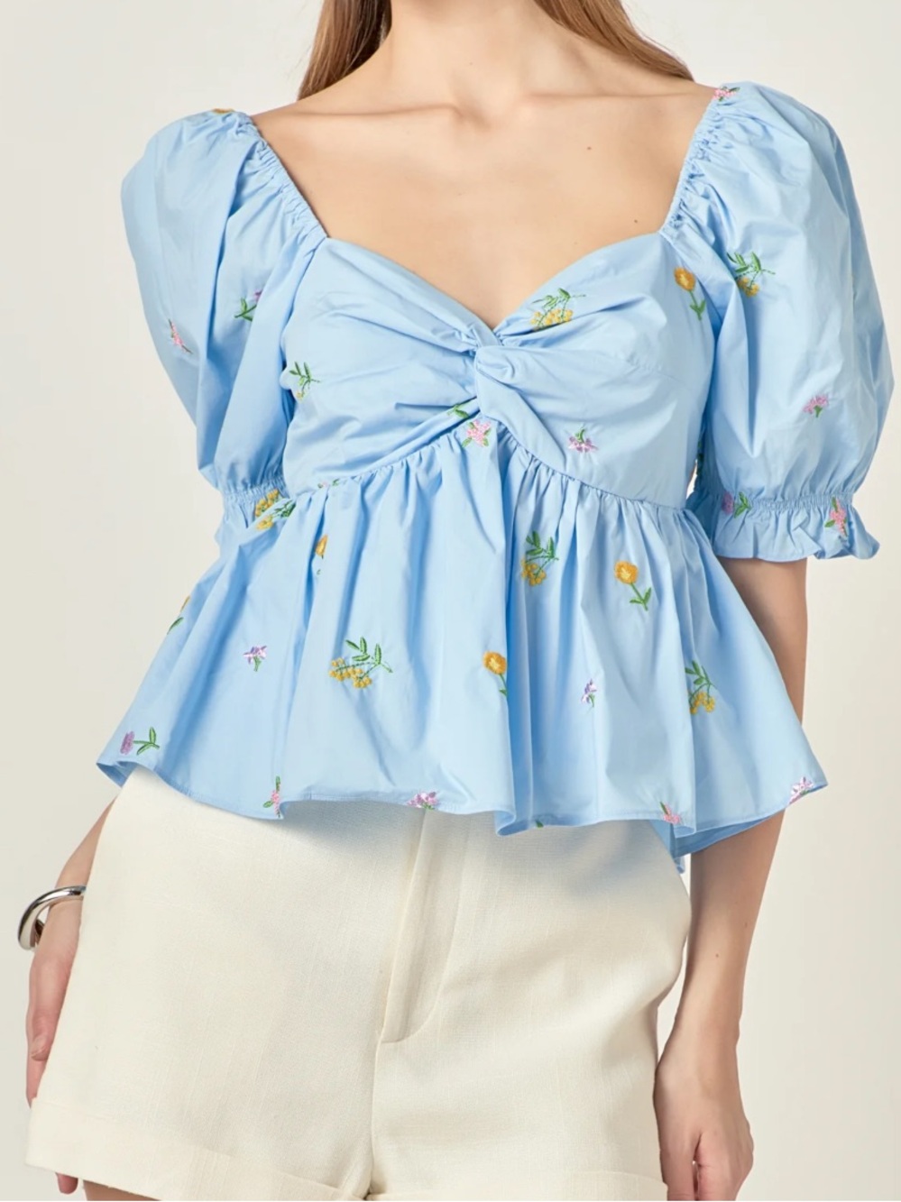 English Factory Multi Floral Embroidery Top